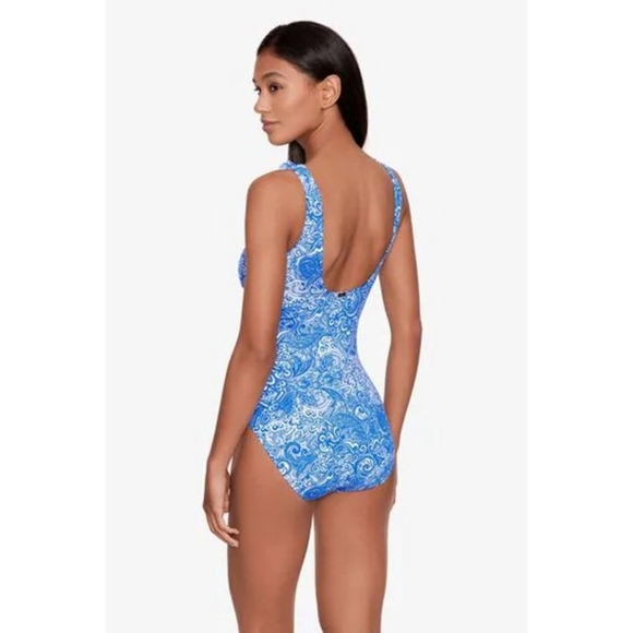 Lauren Ralph Lauren Women's Printed Ruffled Tummy-Control One-Piece Swimsuit - Picture 3 of 4